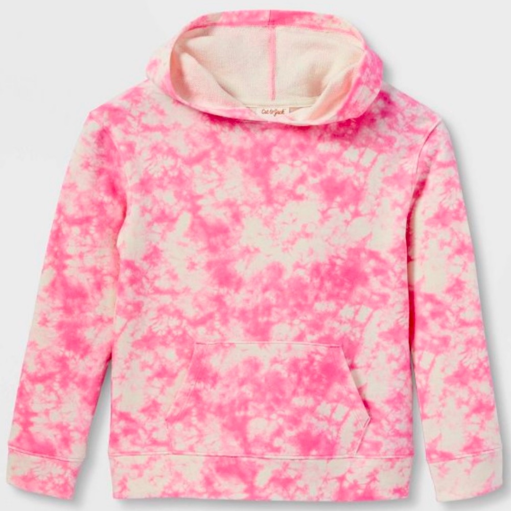 Girl’s Hoodie * Hot Pink & White Tie-Dye Design * Cat & Jack * size Large * L *